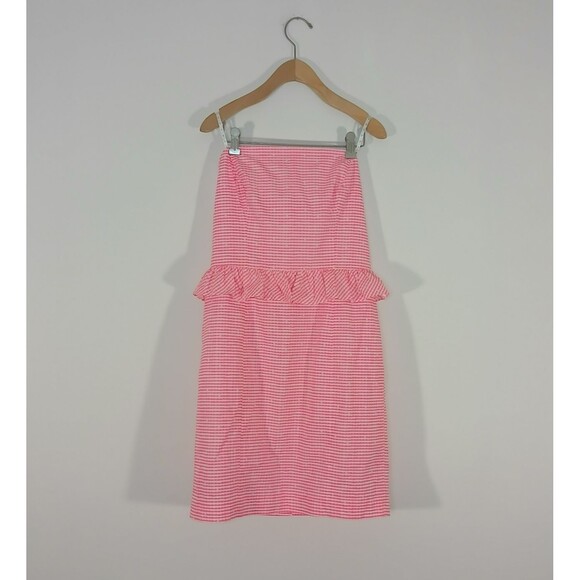 Lilly Pulitzer Dresses & Skirts - Lilly Pulitzer Lowe Dress 8 Fiesta Pink Gingham Peplum NWT Preppy Coastal Resort